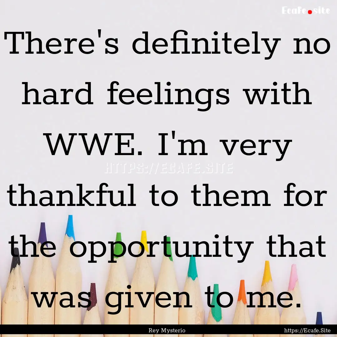 There's definitely no hard feelings with.... : Quote by Rey Mysterio