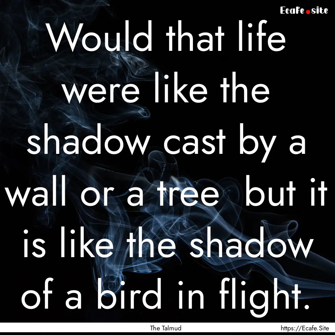 Would that life were like the shadow cast.... : Quote by The Talmud