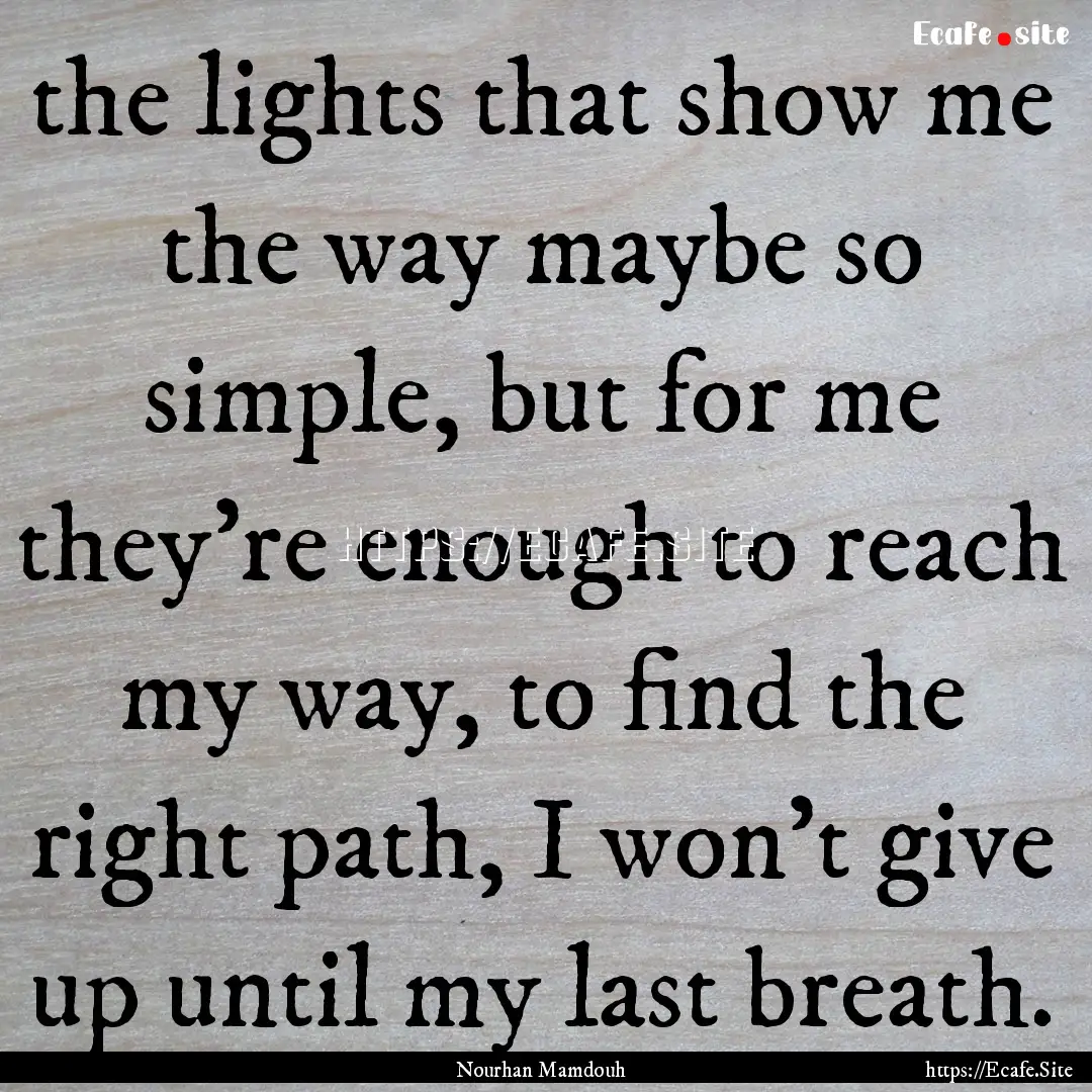 the lights that show me the way maybe so.... : Quote by Nourhan Mamdouh