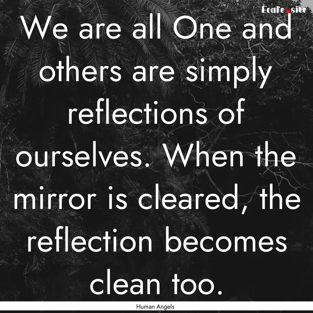 We are all One and others are simply reflections.... : Quote by Human Angels