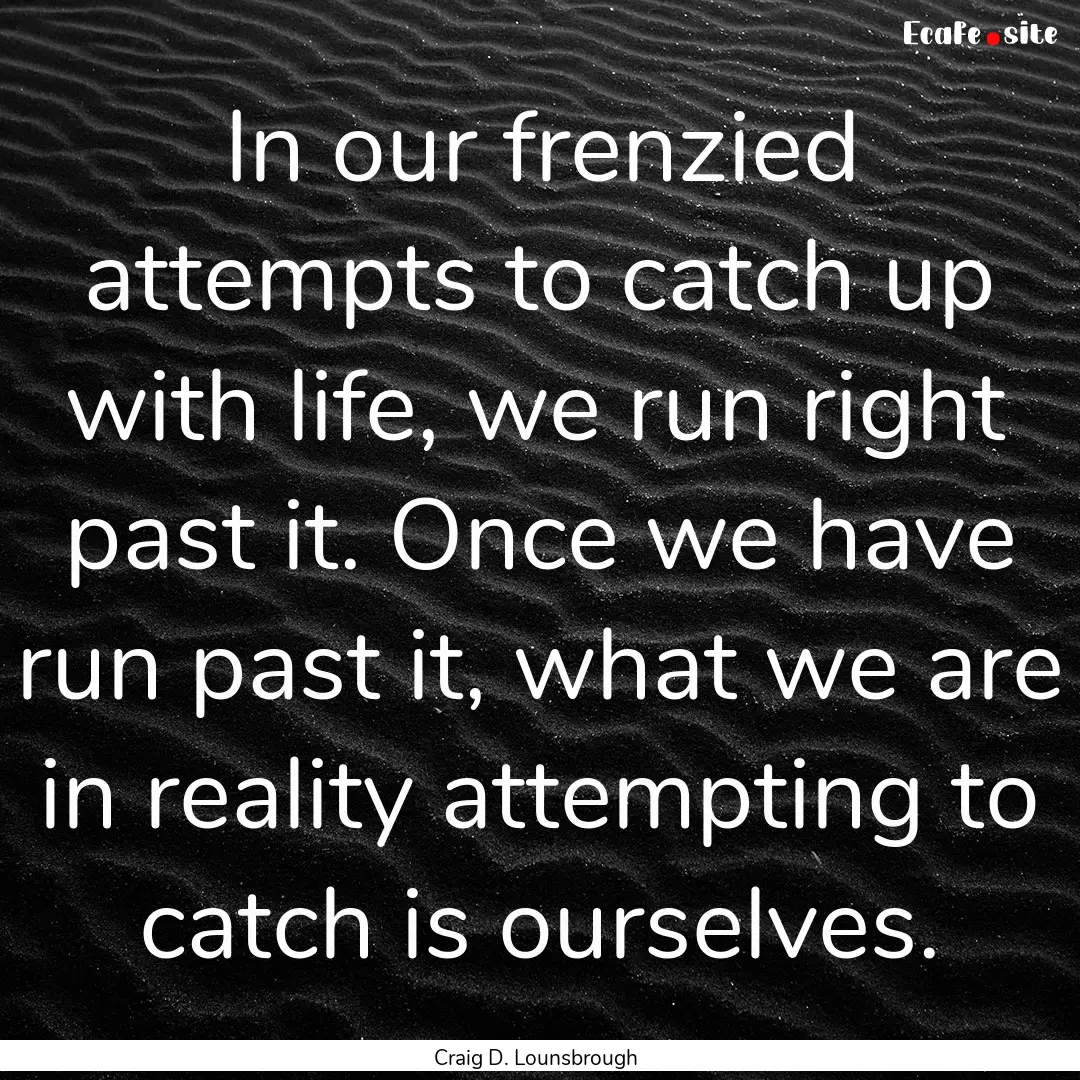 In our frenzied attempts to catch up with.... : Quote by Craig D. Lounsbrough