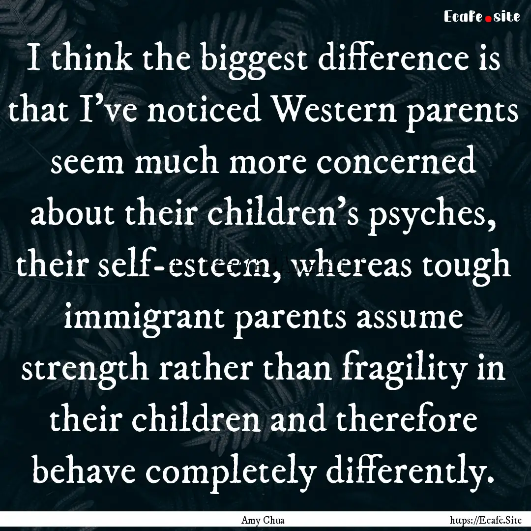 I think the biggest difference is that I've.... : Quote by Amy Chua