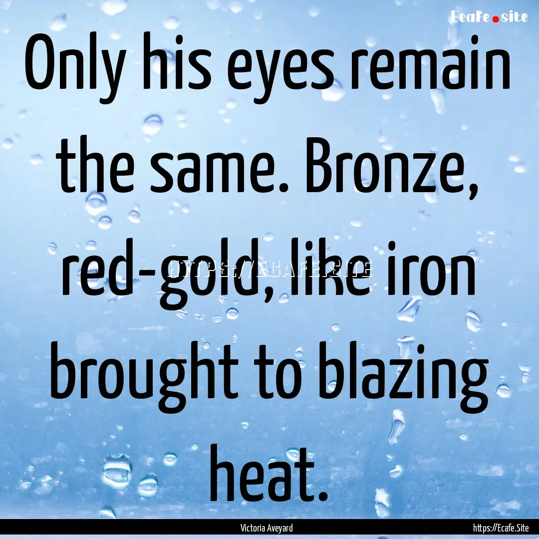 Only his eyes remain the same. Bronze, red-gold,.... : Quote by Victoria Aveyard