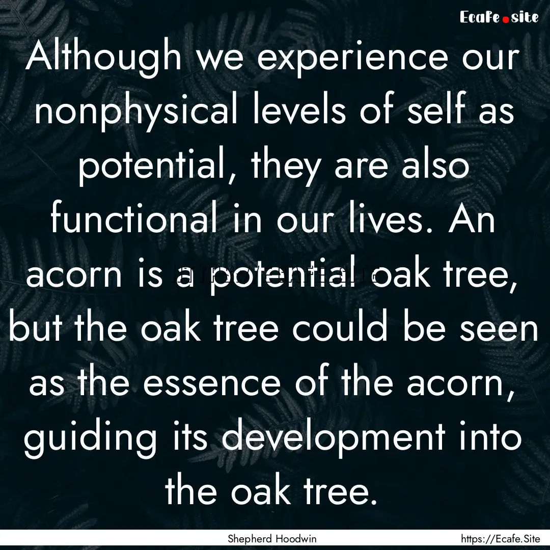 Although we experience our nonphysical levels.... : Quote by Shepherd Hoodwin