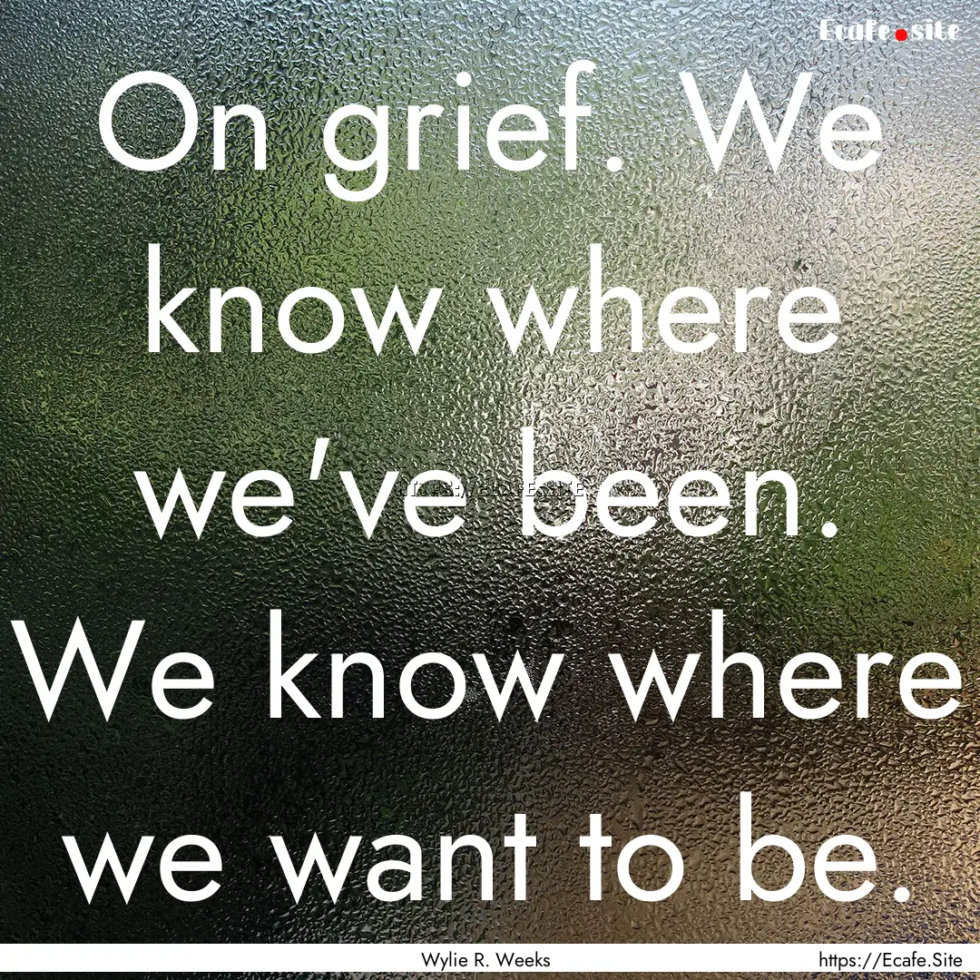 On grief. We know where we've been. We know.... : Quote by Wylie R. Weeks