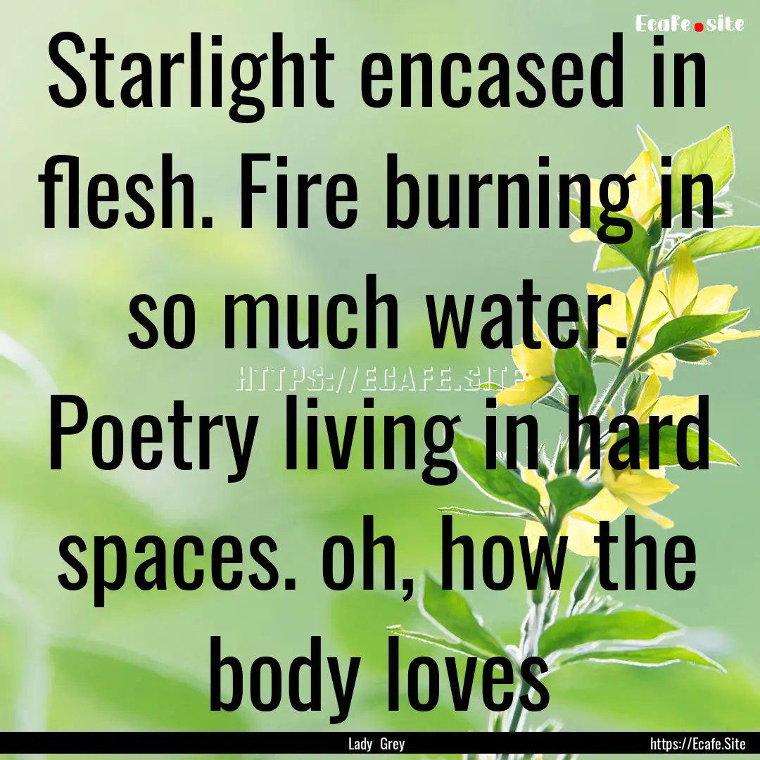 Starlight encased in flesh. Fire burning.... : Quote by Lady Grey