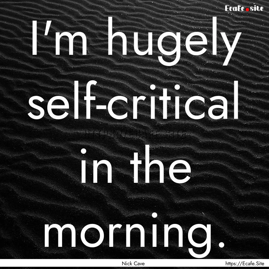 I'm hugely self-critical in the morning. : Quote by Nick Cave