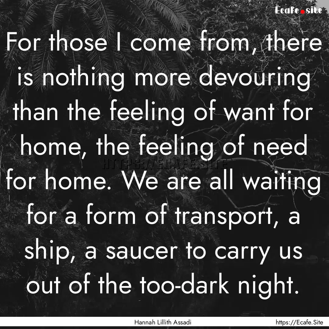 For those I come from, there is nothing more.... : Quote by Hannah Lillith Assadi