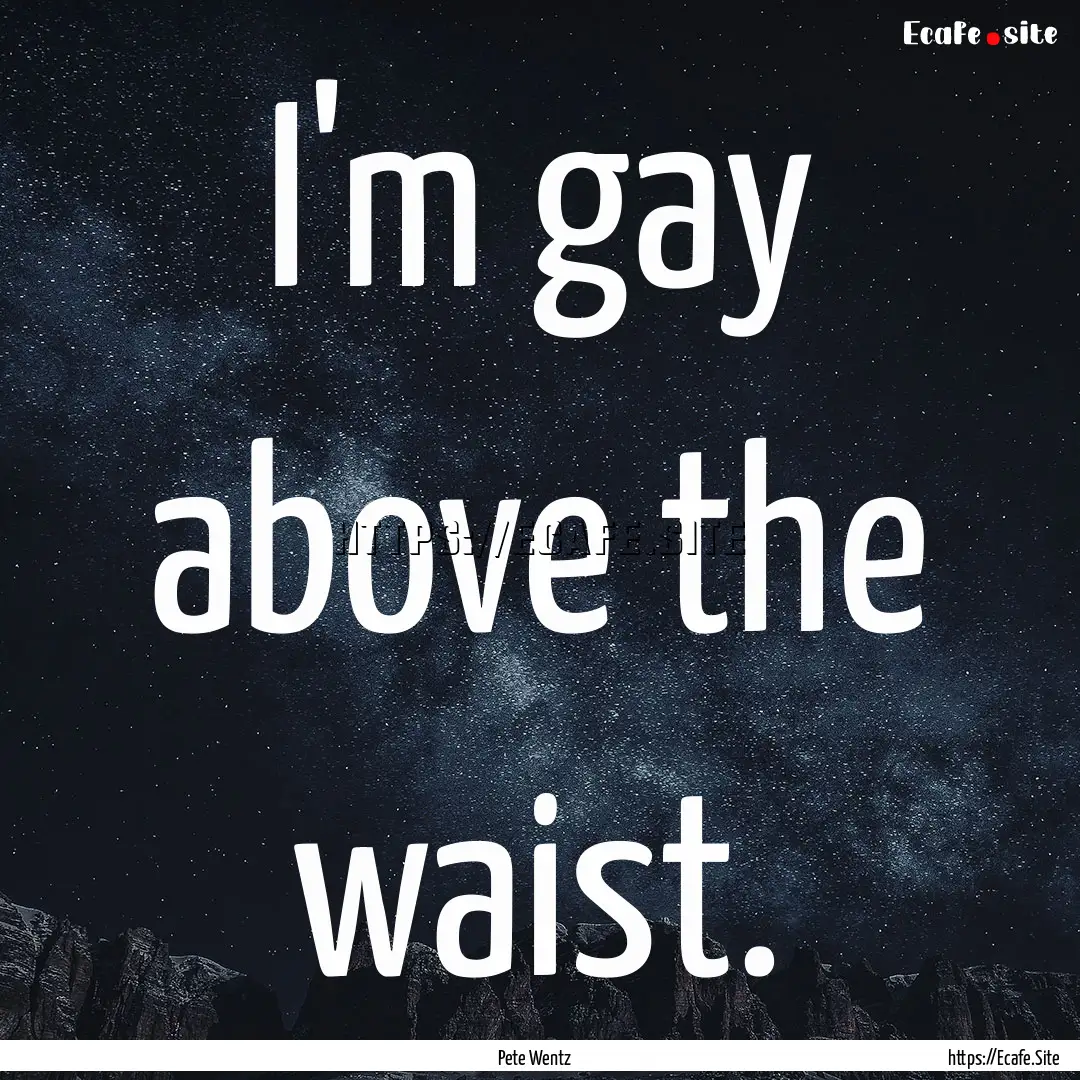 I'm gay above the waist. : Quote by Pete Wentz