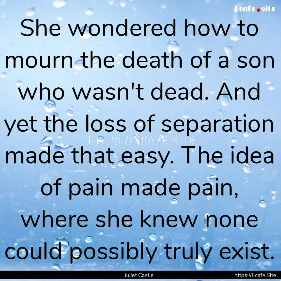 She wondered how to mourn the death of a.... : Quote by Juliet Castle