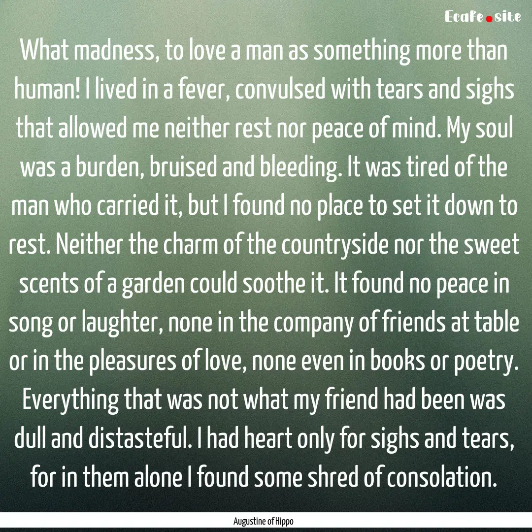 What madness, to love a man as something.... : Quote by Augustine of Hippo