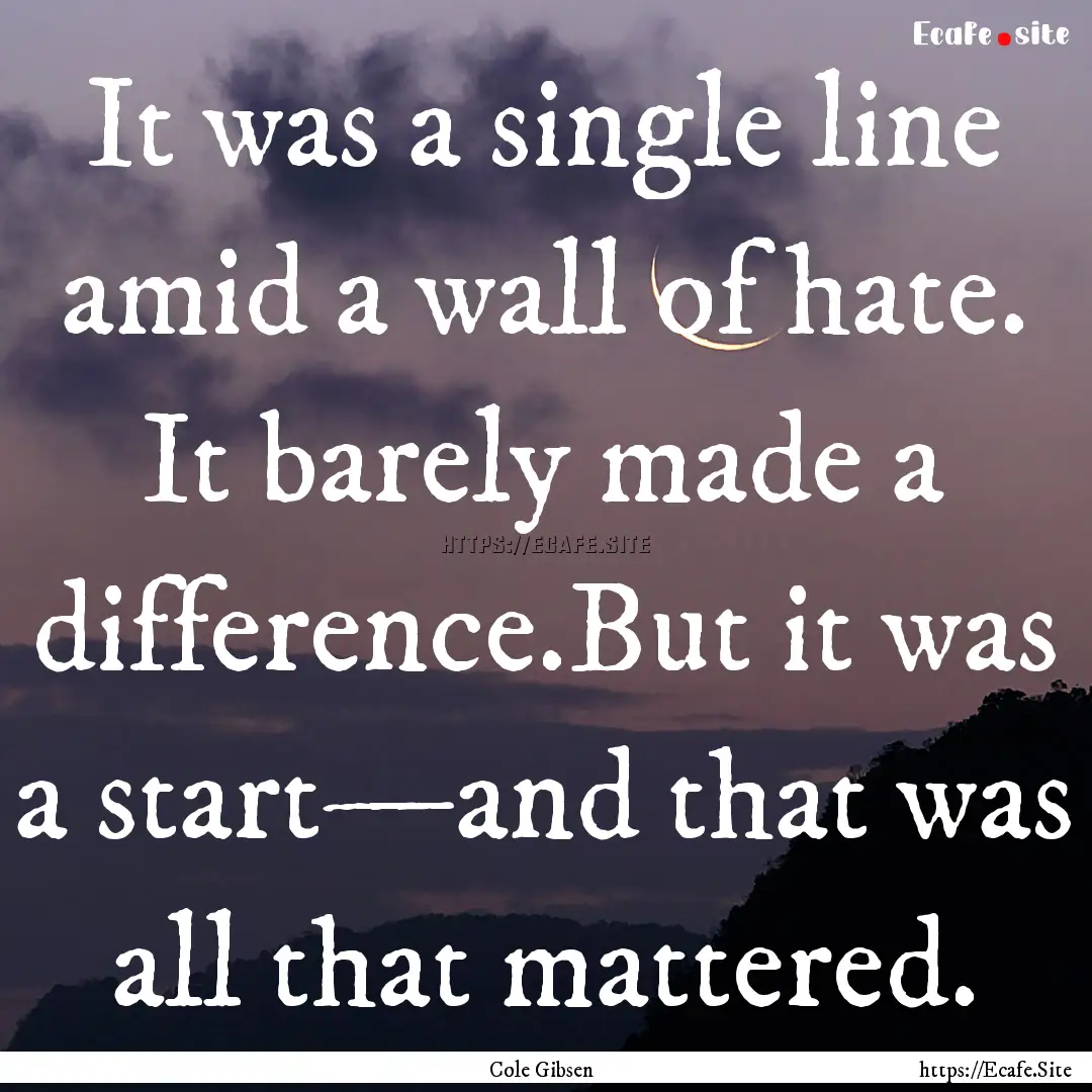 It was a single line amid a wall of hate..... : Quote by Cole Gibsen