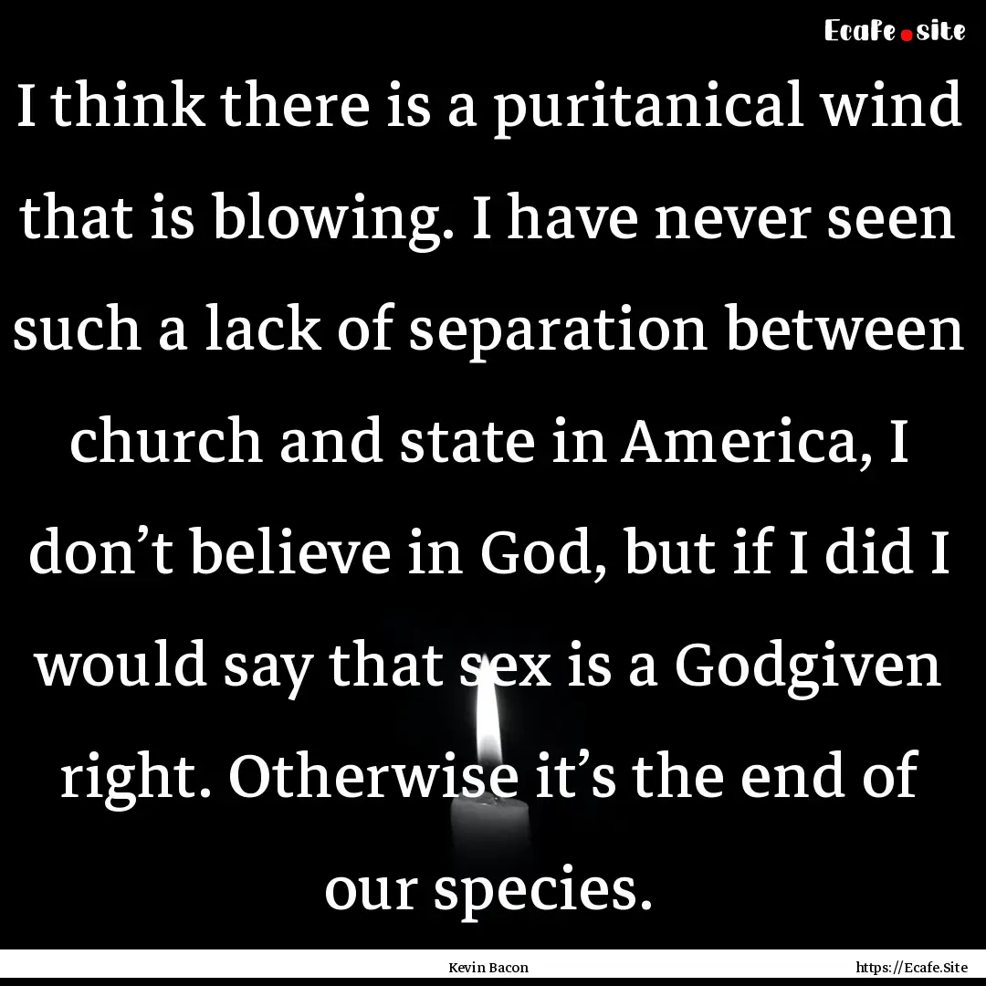 I think there is a puritanical wind that.... : Quote by Kevin Bacon