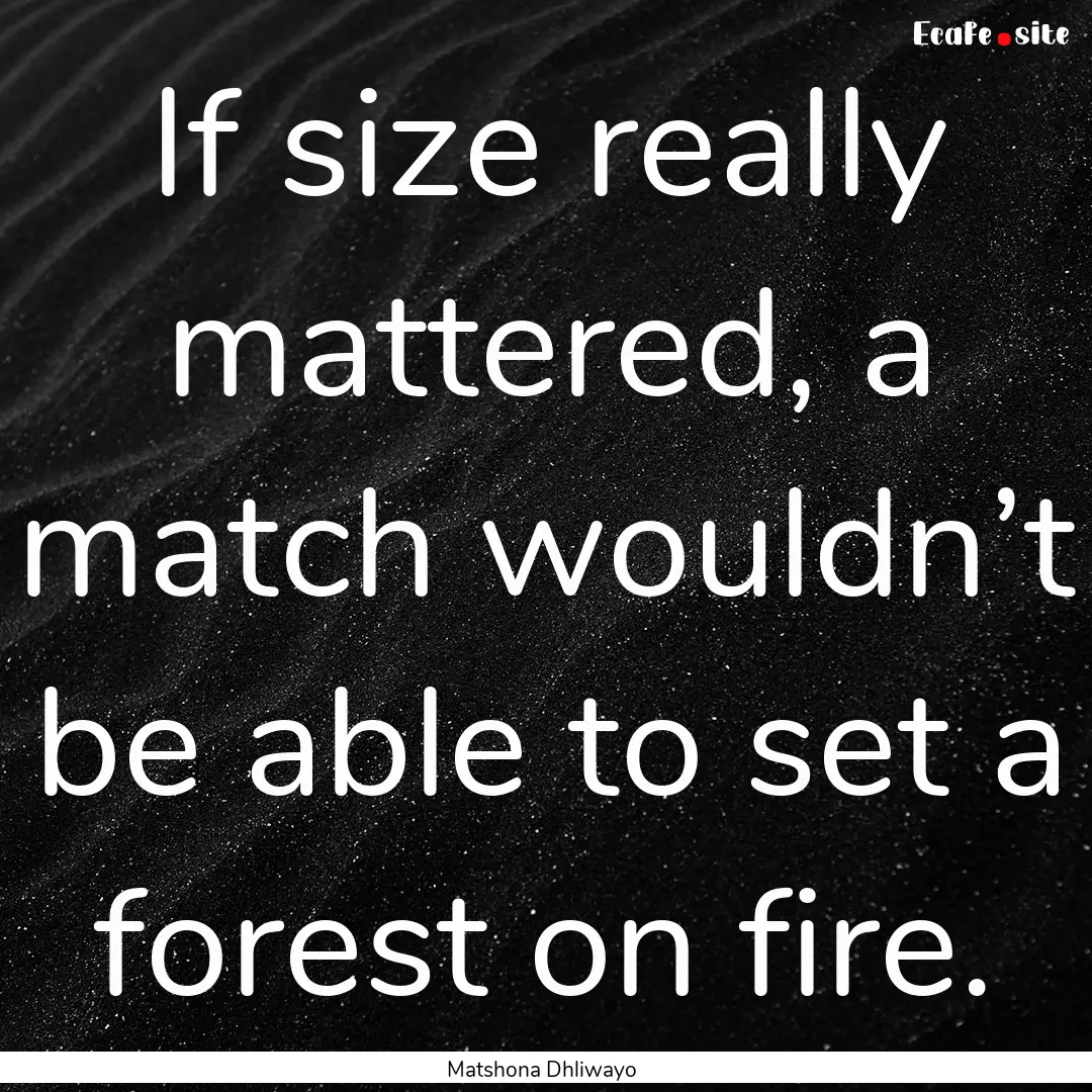 If size really mattered, a match wouldn’t.... : Quote by Matshona Dhliwayo