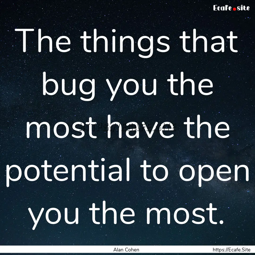 The things that bug you the most have the.... : Quote by Alan Cohen