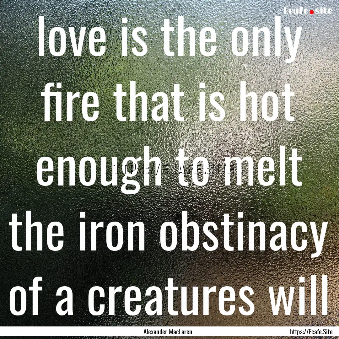 love is the only fire that is hot enough.... : Quote by Alexander MacLaren