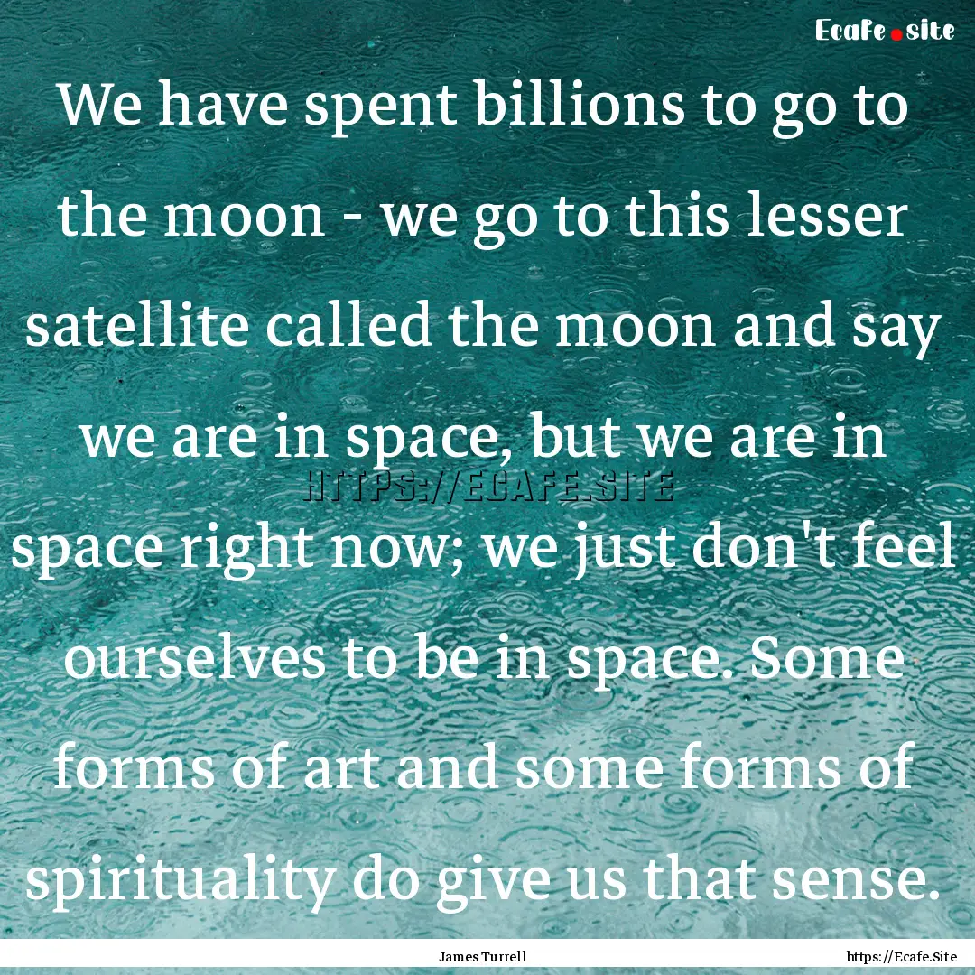 We have spent billions to go to the moon.... : Quote by James Turrell