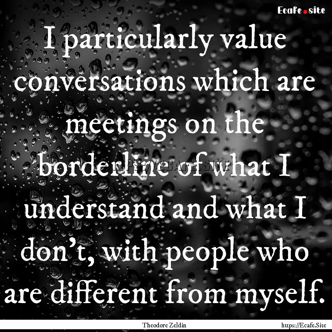 I particularly value conversations which.... : Quote by Theodore Zeldin