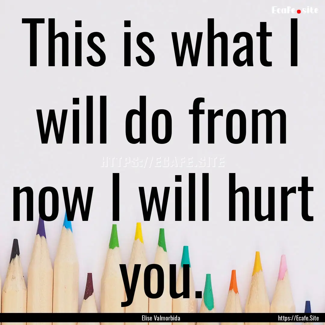 This is what I will do from now I will hurt.... : Quote by Elise Valmorbida