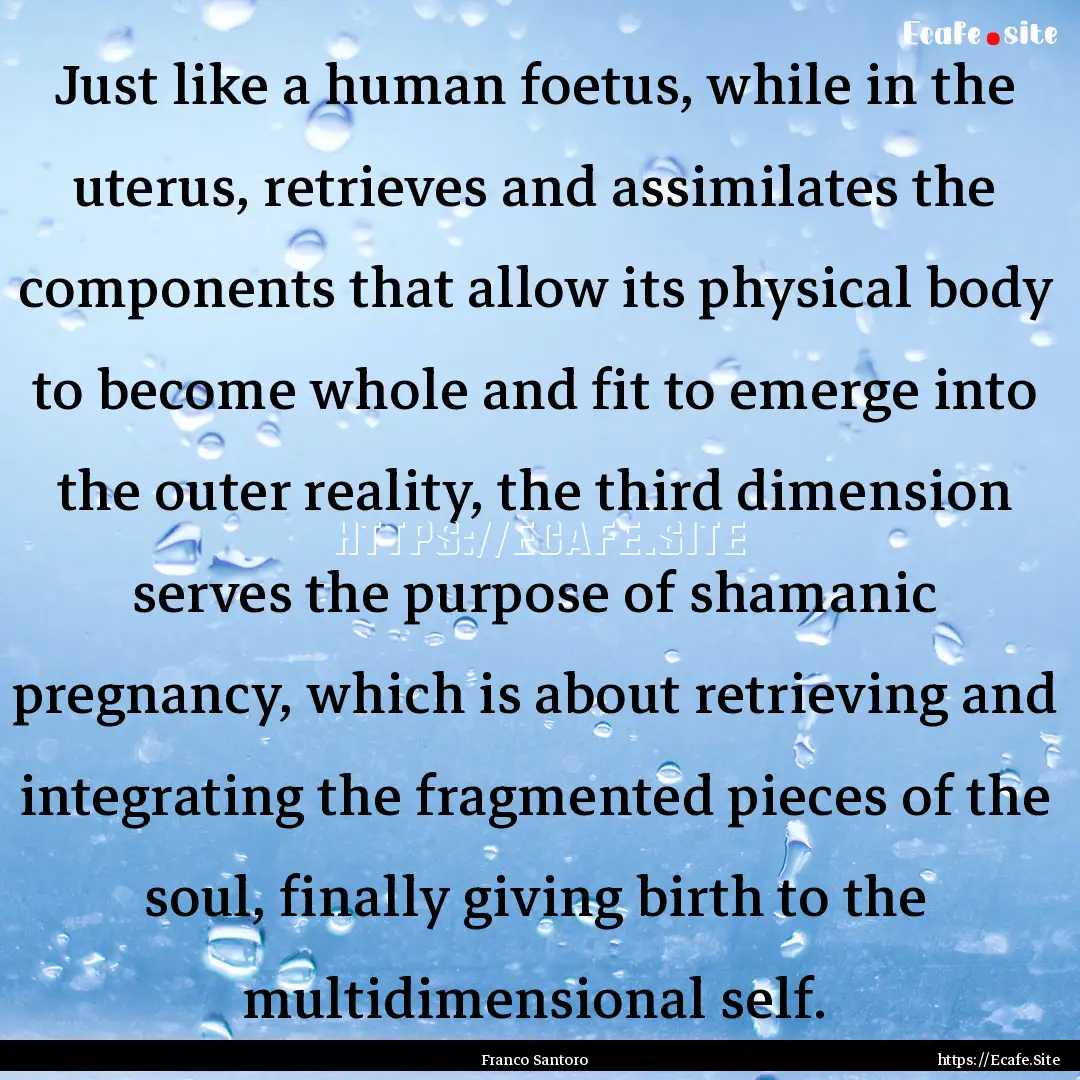 Just like a human foetus, while in the uterus,.... : Quote by Franco Santoro