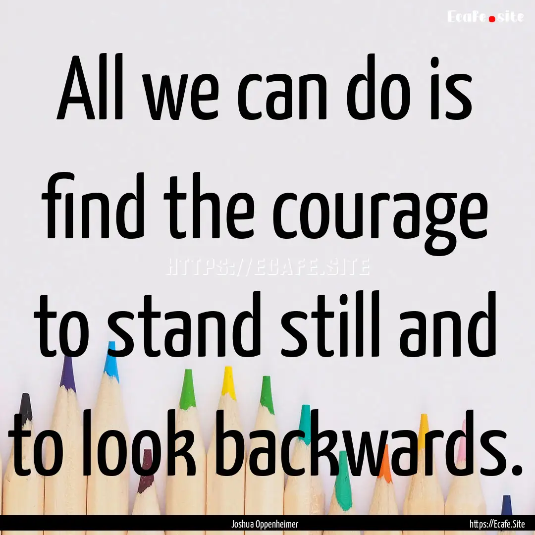 All we can do is find the courage to stand.... : Quote by Joshua Oppenheimer