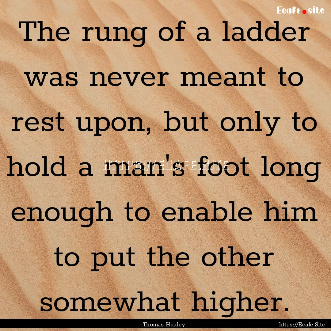 The rung of a ladder was never meant to rest.... : Quote by Thomas Huxley