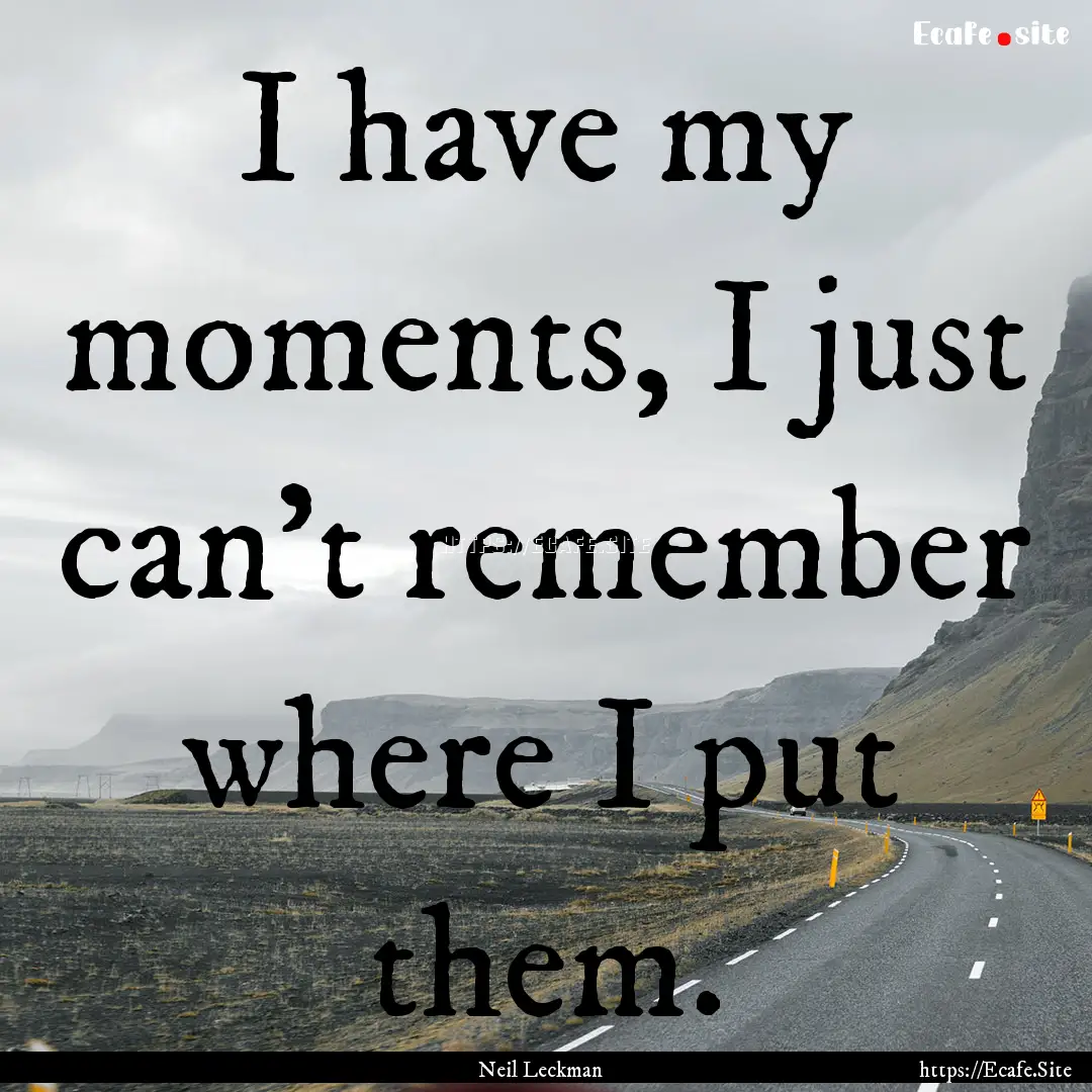 I have my moments, I just can't remember.... : Quote by Neil Leckman