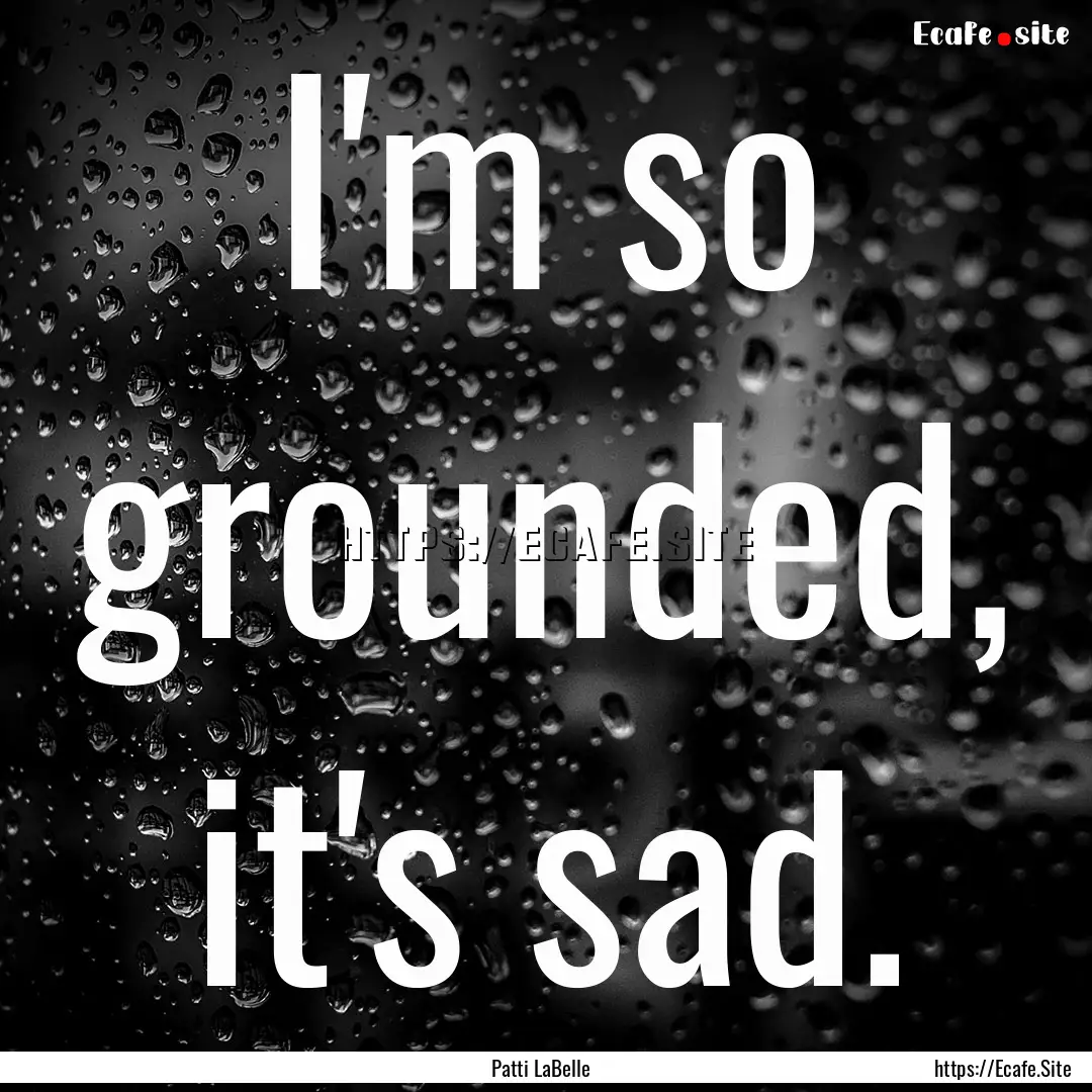 I'm so grounded, it's sad. : Quote by Patti LaBelle