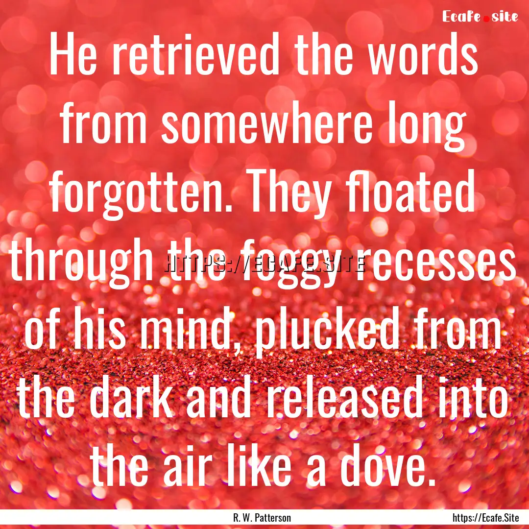 He retrieved the words from somewhere long.... : Quote by R. W. Patterson