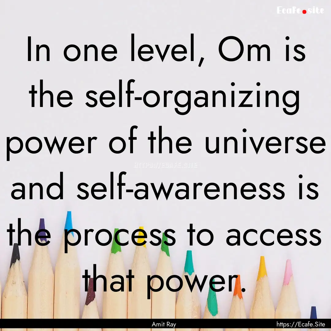 In one level, Om is the self-organizing power.... : Quote by Amit Ray