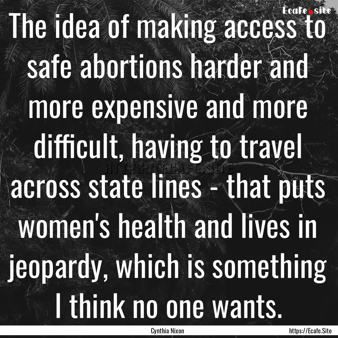 The idea of making access to safe abortions.... : Quote by Cynthia Nixon