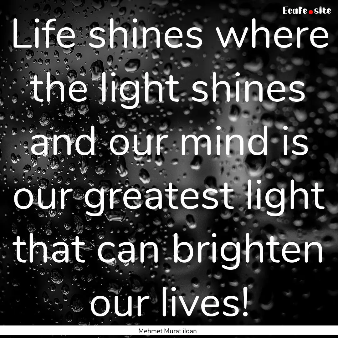 Life shines where the light shines and our.... : Quote by Mehmet Murat ildan