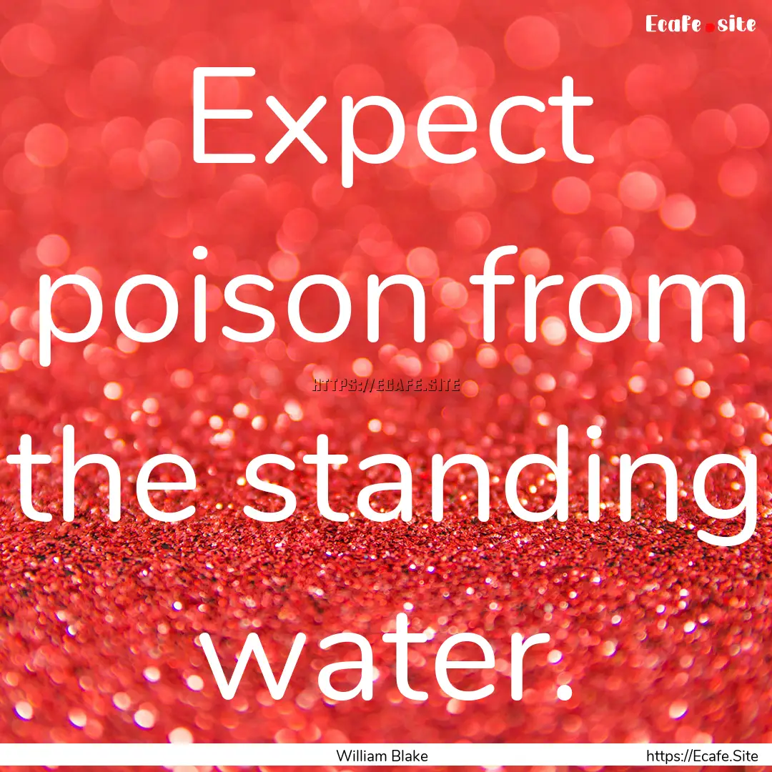 Expect poison from the standing water. : Quote by William Blake