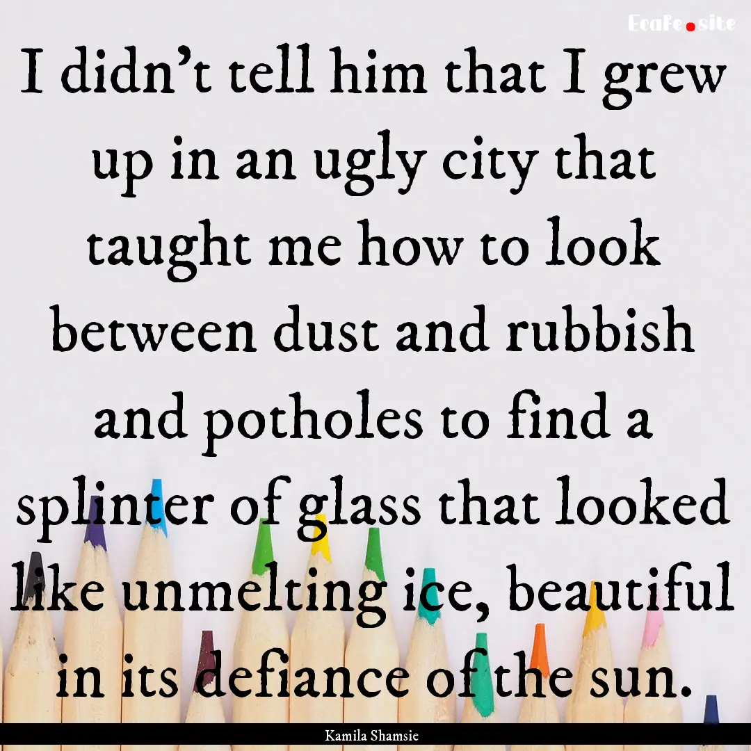 I didn’t tell him that I grew up in an.... : Quote by Kamila Shamsie