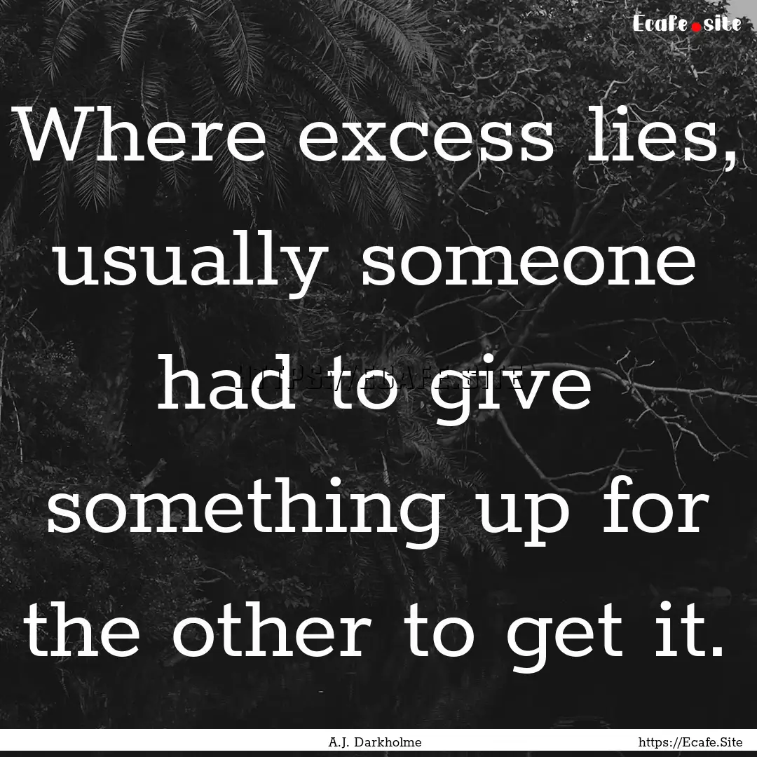 Where excess lies, usually someone had to.... : Quote by A.J. Darkholme