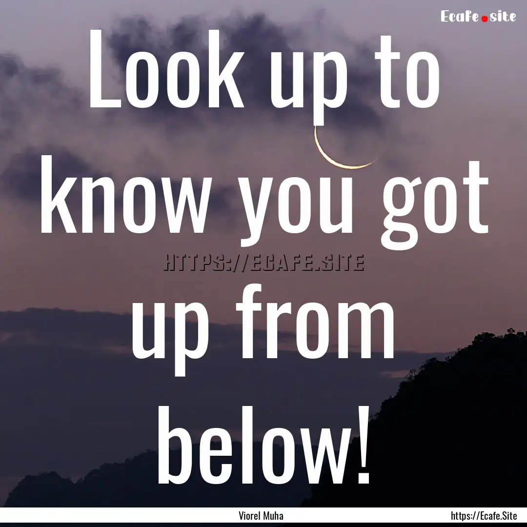 Look up to know you got up from below! : Quote by Viorel Muha