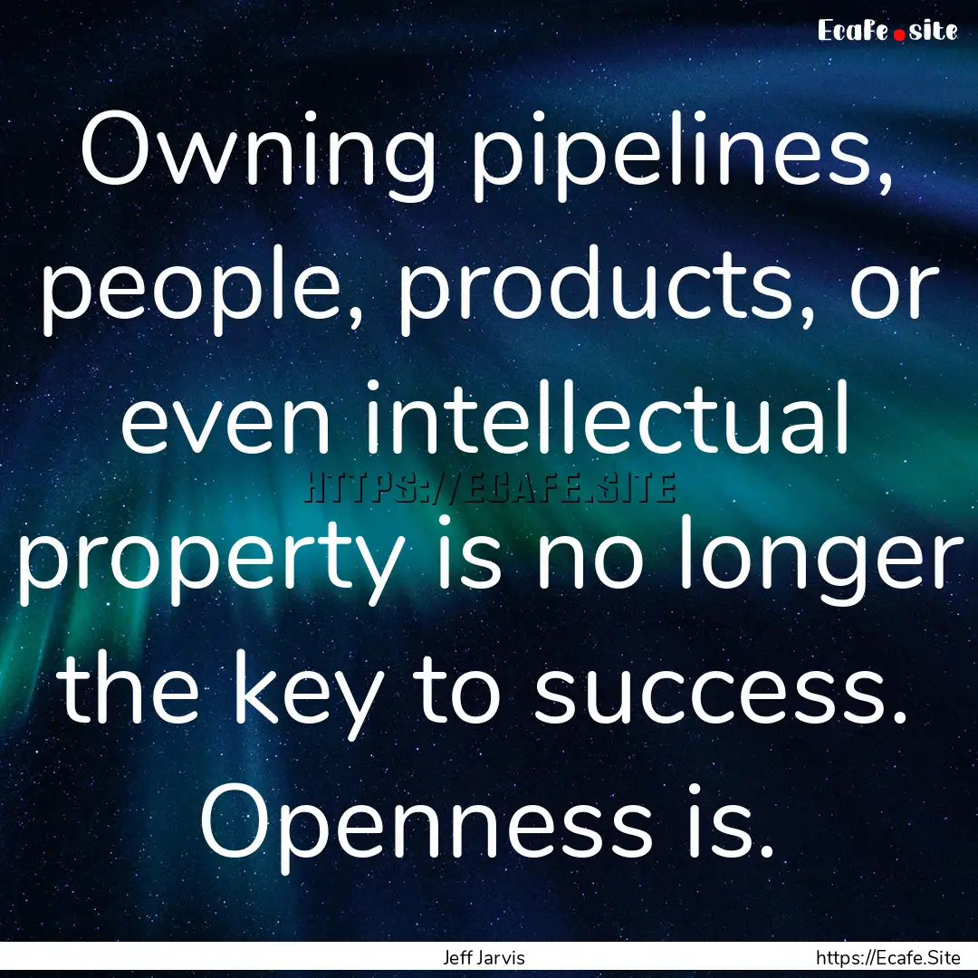 Owning pipelines, people, products, or even.... : Quote by Jeff Jarvis