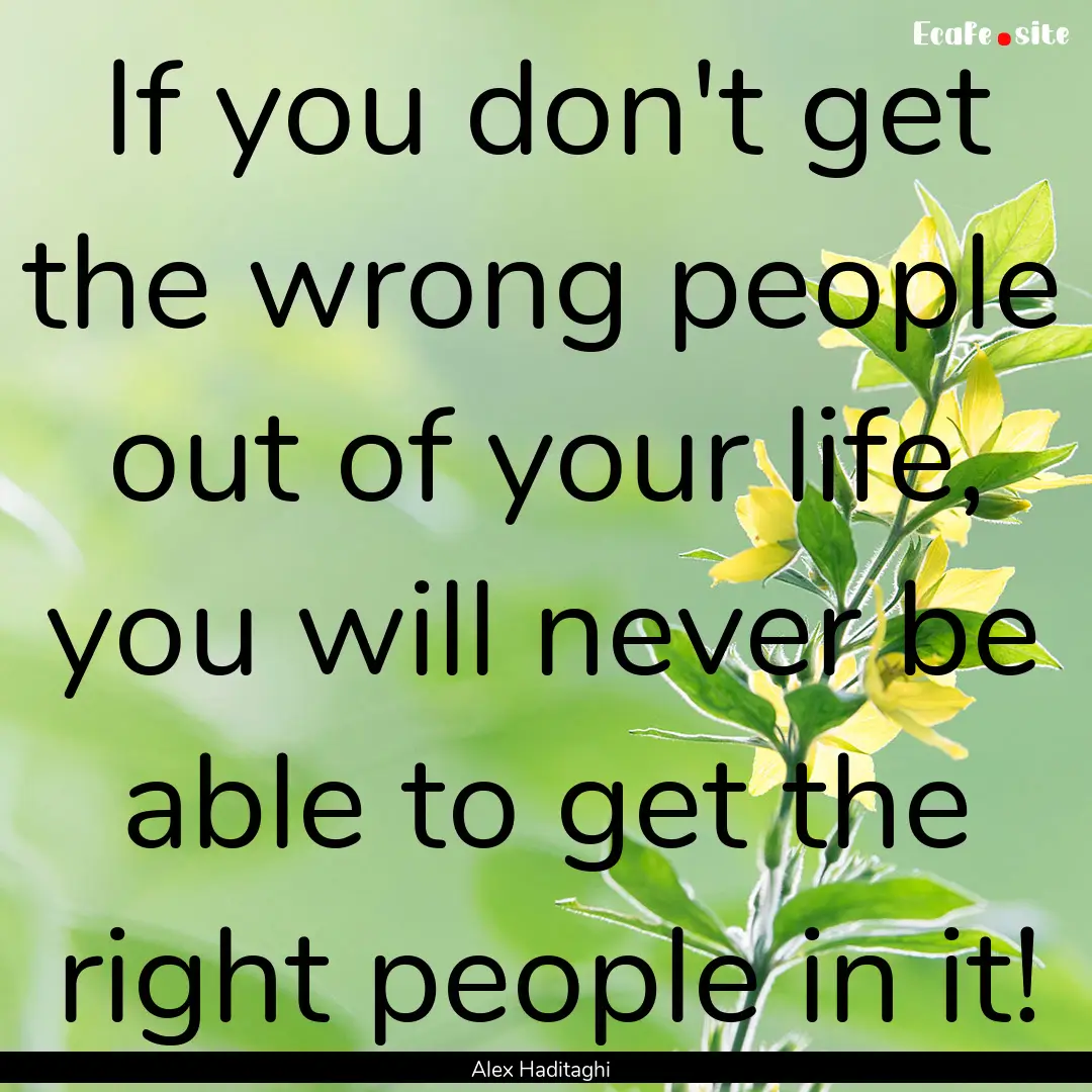 If you don't get the wrong people out of.... : Quote by Alex Haditaghi