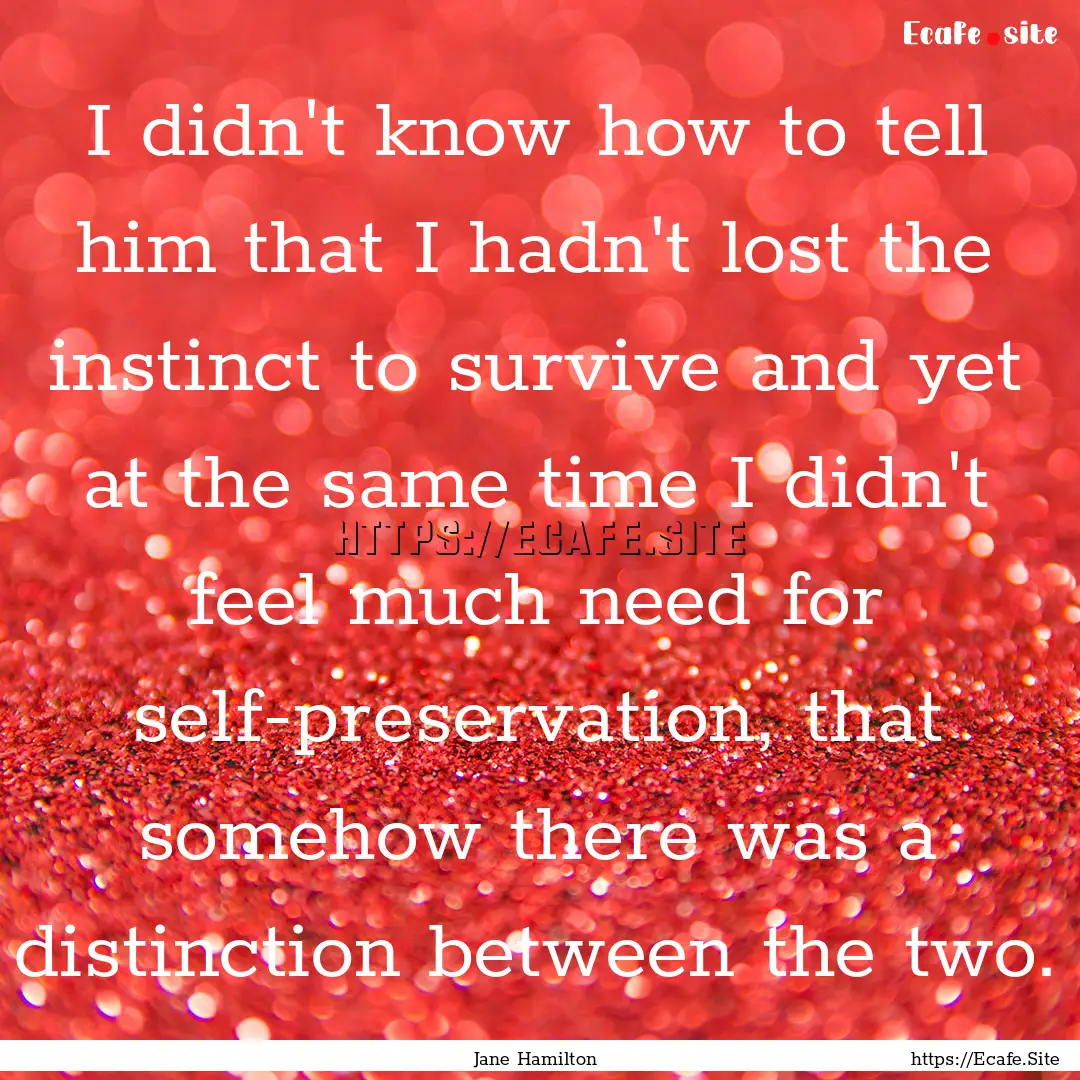 I didn't know how to tell him that I hadn't.... : Quote by Jane Hamilton