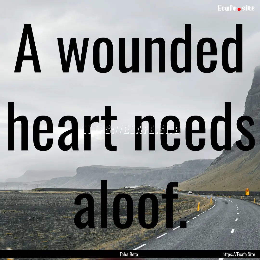 A wounded heart needs aloof. : Quote by Toba Beta