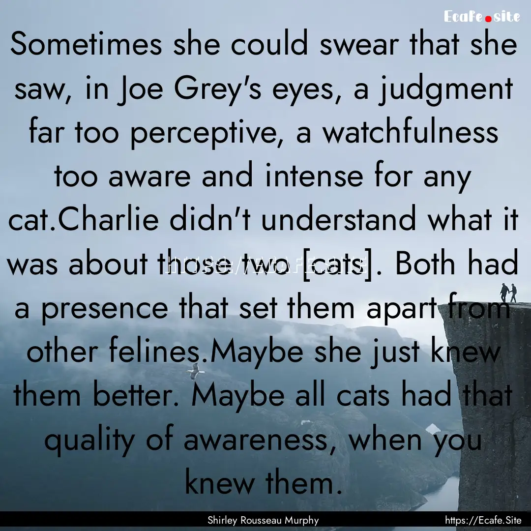 Sometimes she could swear that she saw, in.... : Quote by Shirley Rousseau Murphy