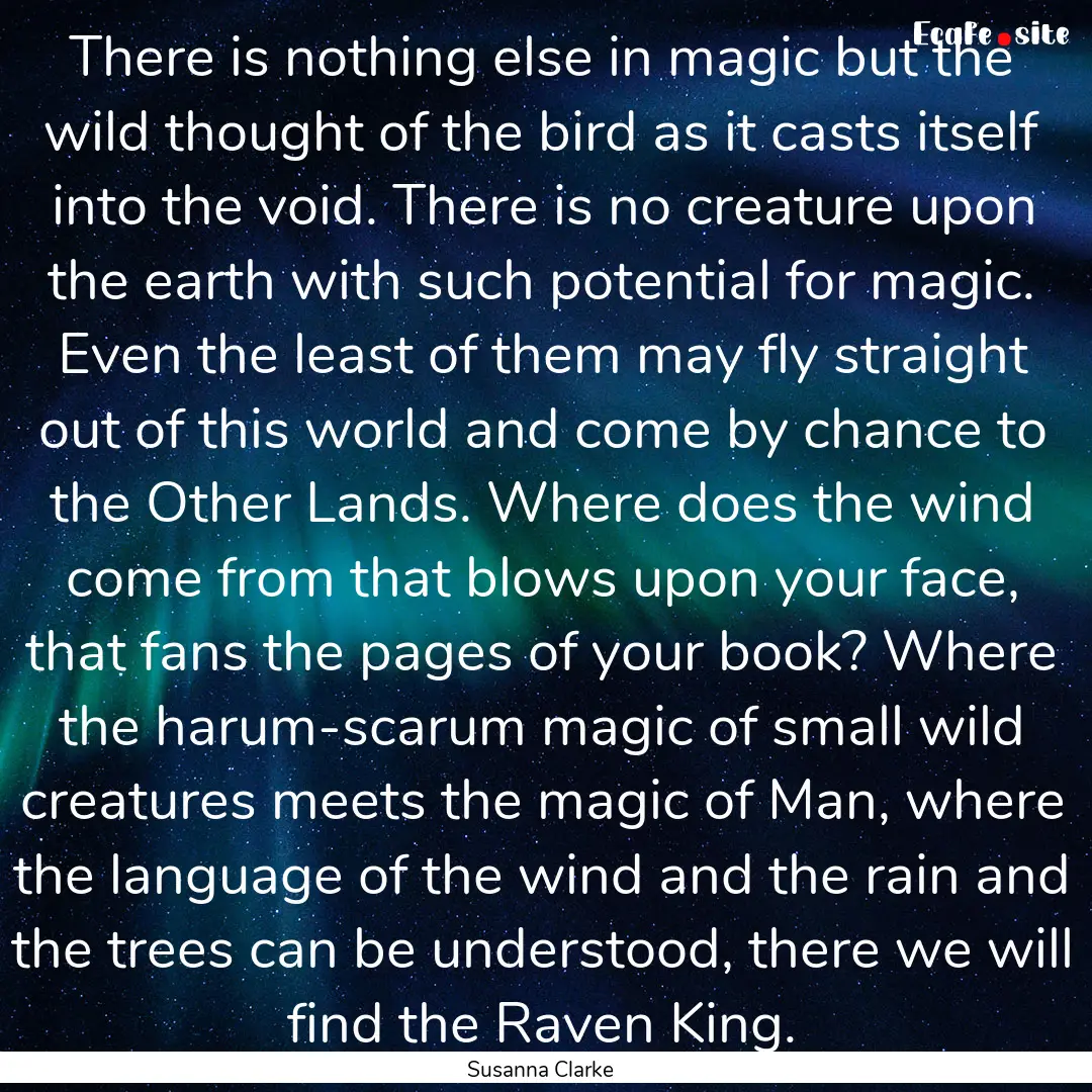 There is nothing else in magic but the wild.... : Quote by Susanna Clarke