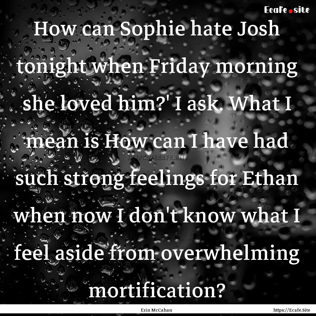 How can Sophie hate Josh tonight when Friday.... : Quote by Erin McCahan