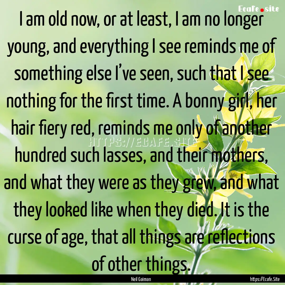 I am old now, or at least, I am no longer.... : Quote by Neil Gaiman