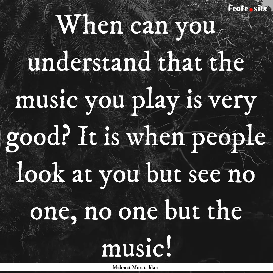 When can you understand that the music you.... : Quote by Mehmet Murat ildan