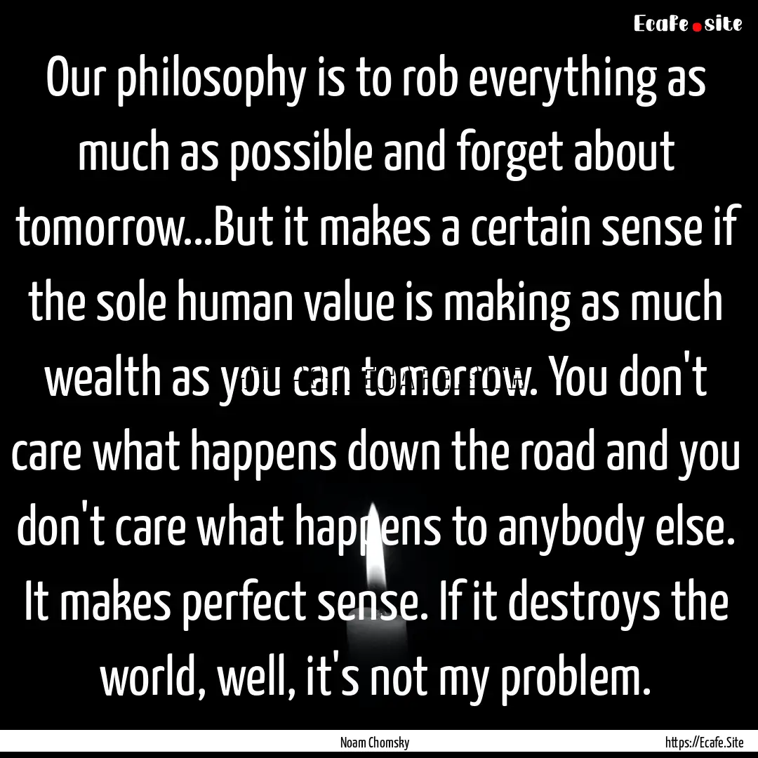 Our philosophy is to rob everything as much.... : Quote by Noam Chomsky