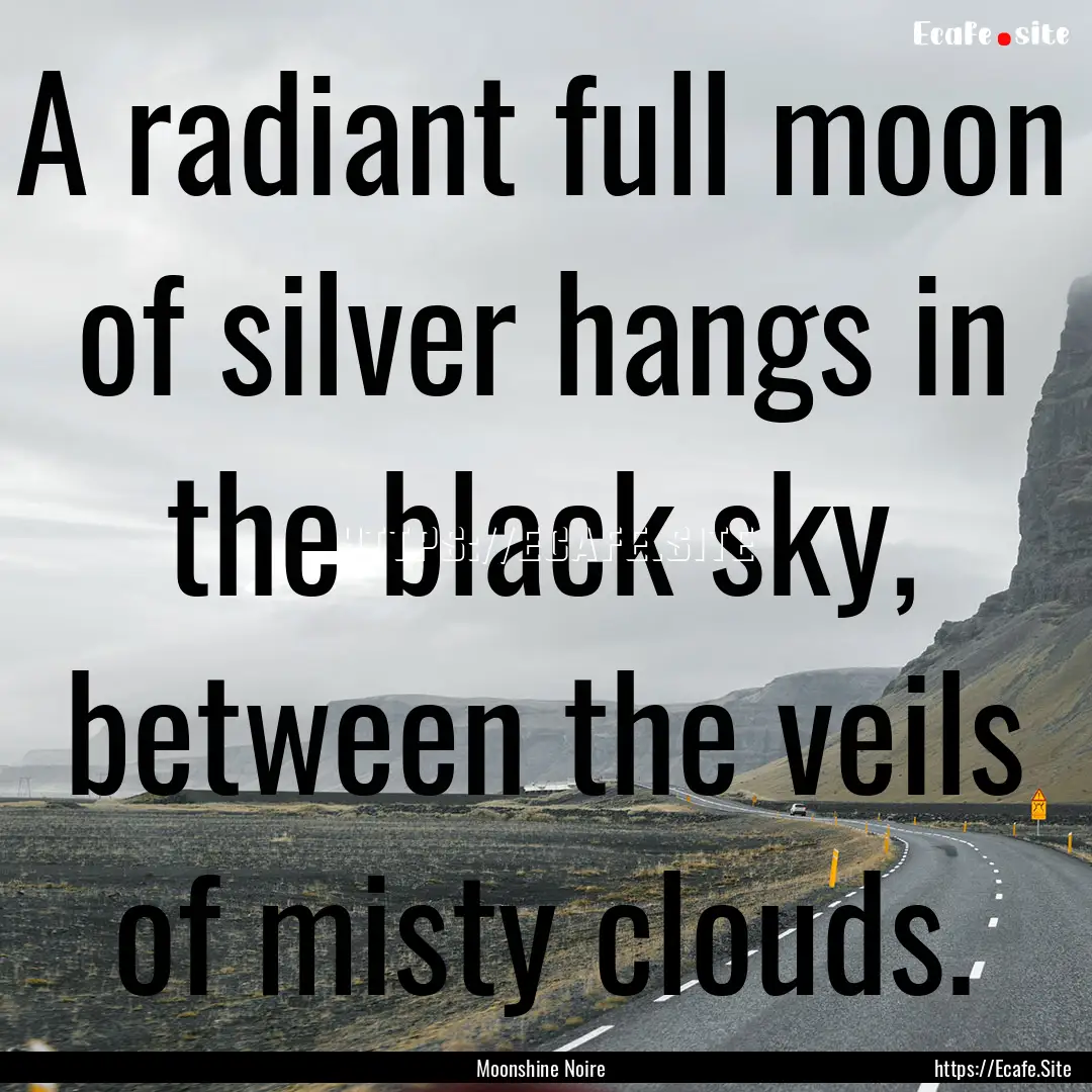 A radiant full moon of silver hangs in the.... : Quote by Moonshine Noire