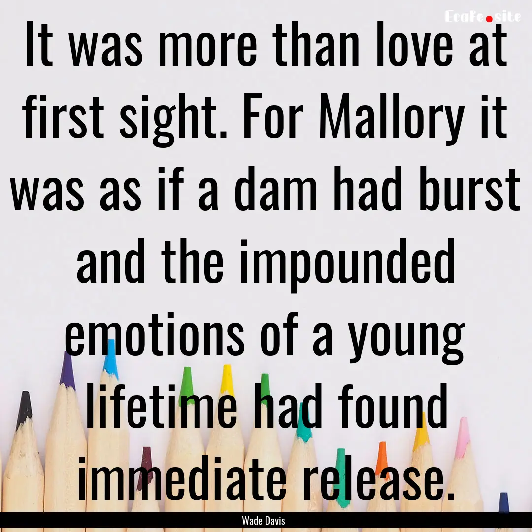 It was more than love at first sight. For.... : Quote by Wade Davis