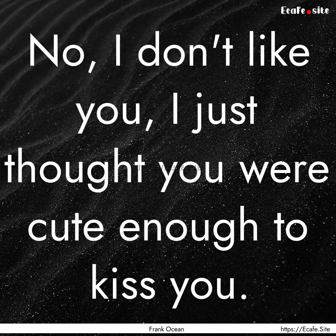 No, I don't like you, I just thought you.... : Quote by Frank Ocean