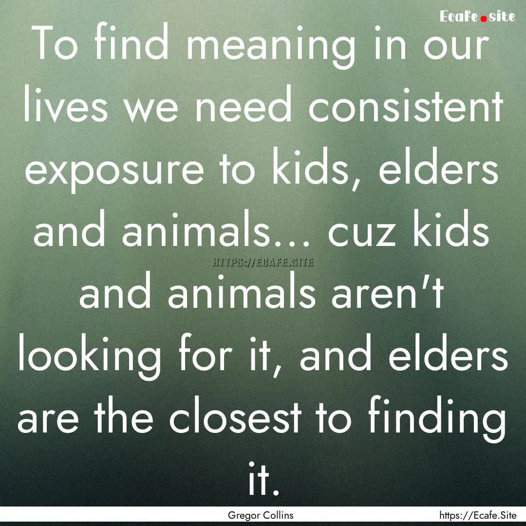 To find meaning in our lives we need consistent.... : Quote by Gregor Collins